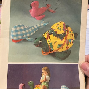 Stuffed Toys Animals / Doll - Giant Sea Turtle 26&quot;, Baby Turtle 11&quot;, Whale 21&quot;, Seal 12&quot; - Simplicity 5331 Pattern - Great Kid Gift - 1972