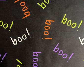 Boo Halloween Black  Fabric  -  36" long x 44" wide -- Bonnie Sullivan / Maywood Studio