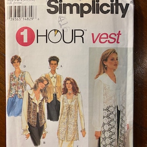 Misses Women&#39;s Vest / Coverall  Simplicity 8744 Pattern 1993 Size XS to M - 1 Hour Sewing Design - uncut