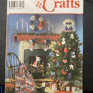Christmas Decor Ornaments & Tree Skirt Holiday Simplicity 9327 Pattern (Uncut) - 1994 - Ornaments, Wreath, Stocking, Tree Skirt, Topper +