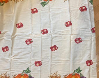 Border Print Harvest Pumpkins  - Ivory Background - 42" x 60" wide - Great for Bottom of a dress,  Apron, Tablecloth etc