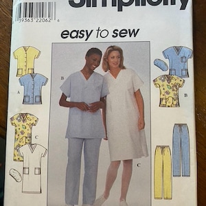 Unisex Scubs (Hospital Garments) Simplicity 8336 Pattern   Pick Size  Easy to Sew - 1998 - Health Care Outfit