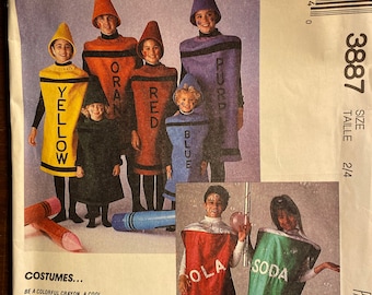 Déguisements d'Halloween - crayons de couleur / canette de soda - taille enfant au choix motif McCalls 3887 - 1988 - non découpé