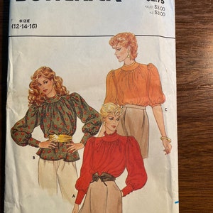 Misses / Women&#39;s Peasant Blouses Butterick 4498 Pattern  Size 12 - 14- 16  Pullover Ruffle Tops - Quick to make (uncut)
