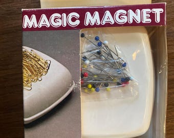 Magic Magnet Pin Cushion - Storage -  Sewing Accessories -   White Plastic    4" - Stable on the Table - Notion