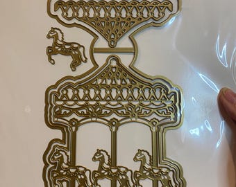 Carousel Easel Card Dies Metal Dies Paper Crafting, Print Making