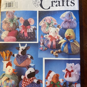 Puff ANIMAL craft Pattern Simplicity 7043 (uncut)  Duck, Bunny, Bear, Mouse, Cow, Cat - 1990