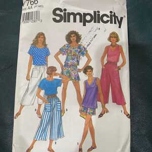 Women&#39;s / Ladies / Misses, Pants, Shorts Tank Top, Shirt - Summer Outfit Sewing - Simplicity 7766 - Pattern - Size 6 to 16 - 1992