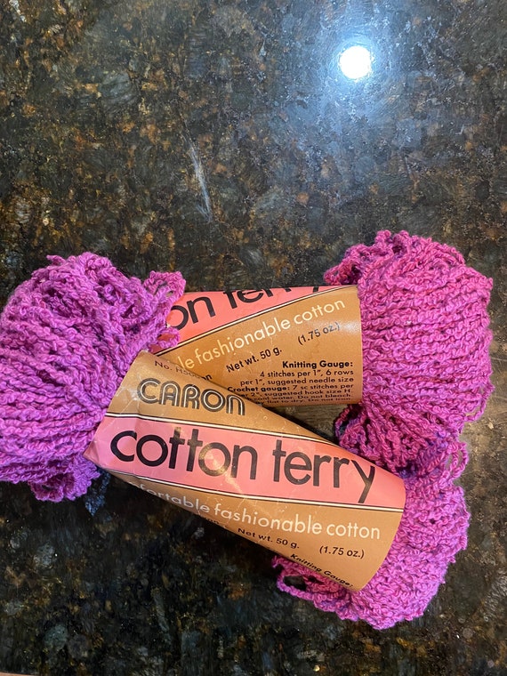 Caron Cotton Terry - 85% Cotton - 15 Rayon  nubby Yarn - Knitting  Crochet  - New - Mauve (Purple) Made in the USA - 50 g