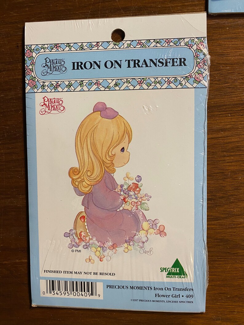 Precious Moments Flower Girl Iron on Transfer Vintage 1995 Etsy