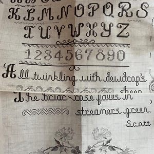 Briar Rose Sampler - Blume und Alphabet - Kreuzstich-Stickerei Kit - Lee Wards - 1979 - 16 "x 20"