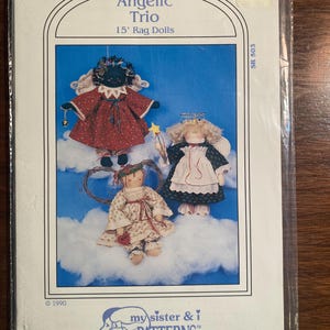 Trio angelico - Modello per bambola di angelo di Natale - Modelli io e mia sorella - 1990 - Bambola di pezza da 15&quot;