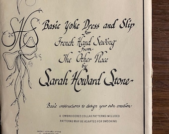 Basic Yoke Dress - Toddler / Girl&#39;s - Sarah Howard Stone  Pattern.  Size Choose  - 1980 - uncut - French Handsewing - English Smocking