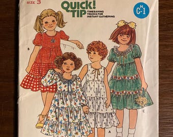 Vintage Child's / Girl's dress clothes Pattern. Butterick 6089 -  Ruffled skirt Size 3 - 1970