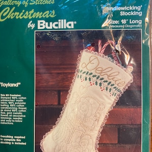 Toyland Candlewicking Christmas Stocking Kit - Bucilla 32253 - Ready to Make - 18&quot;  Embroidery - Can be Personalized