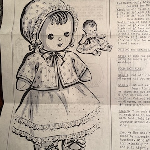 Baby Sock Cloth Soft Doll PATTERN  - Vintage Mail Order Weekly Newspaper / Magazine Pattern (uncut)  Design 2002-T