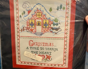 Christmas Sampler Merry Christmas Bucilla Cross Stitch Kit - 48647 Quick / Easy Christmas Stitching Kit 12" x 16" - Picture or pillow