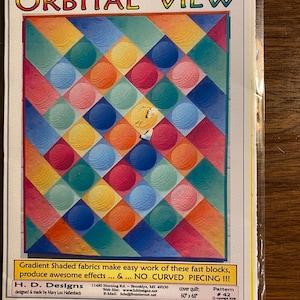 Orbital View - Pattern, Pieced Patch Work   - Mary Lou Hallenbeck - 2006 -  Size 60" x 68" - Used Gradient Shaded Fabrics