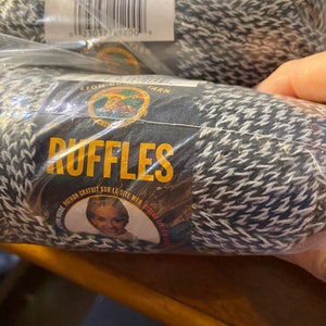 Gold Leaf Lion Brand Yarn Tweed Black / White Ruffles -  21 yards 1.75 oz - Knit, Crochet Yarn Skein New  50% Merino Wool 50 Acrylic