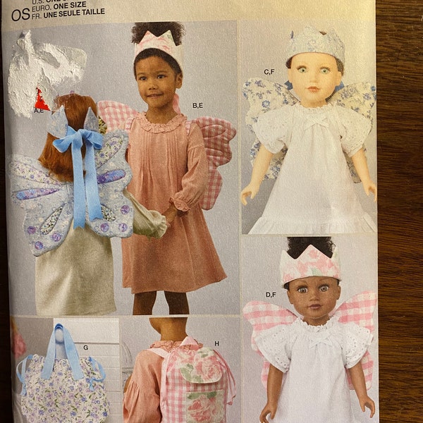 Dress Up Costumes Children and Doll Simplicity 11752 Pattern Wings, Backpack, Tote, Crown - 2023 -  Fairy Tale Princess