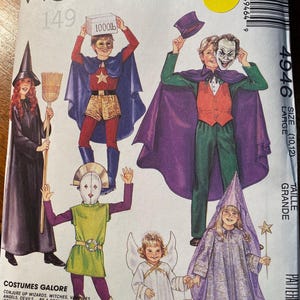 Déguisement de sorcière, cape, super héros, ange, fée, etc. pour enfant, modèle McCall's 4946, tailles 10 - 12 - 1986 - tenue d'Halloween