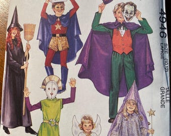 Strega, Mantello, Supereroi, Angelo, Fata ecc. Costume per bambini McCall's 4946 Modello Taglia 10 - 12 - 1986 - Vestito di Halloween