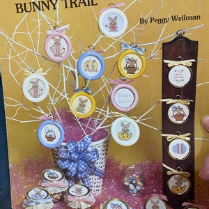 Bunny Trail Leaflet 1Counted Cross Stitch  Needlework - Charted Cross Stitch Designs - Peggy Wellman - Easter Fun Minis -1980