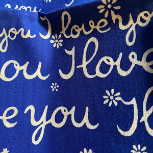 Blue Background With I Love You in White Words / Sayings Fabric 36 X 44 ...