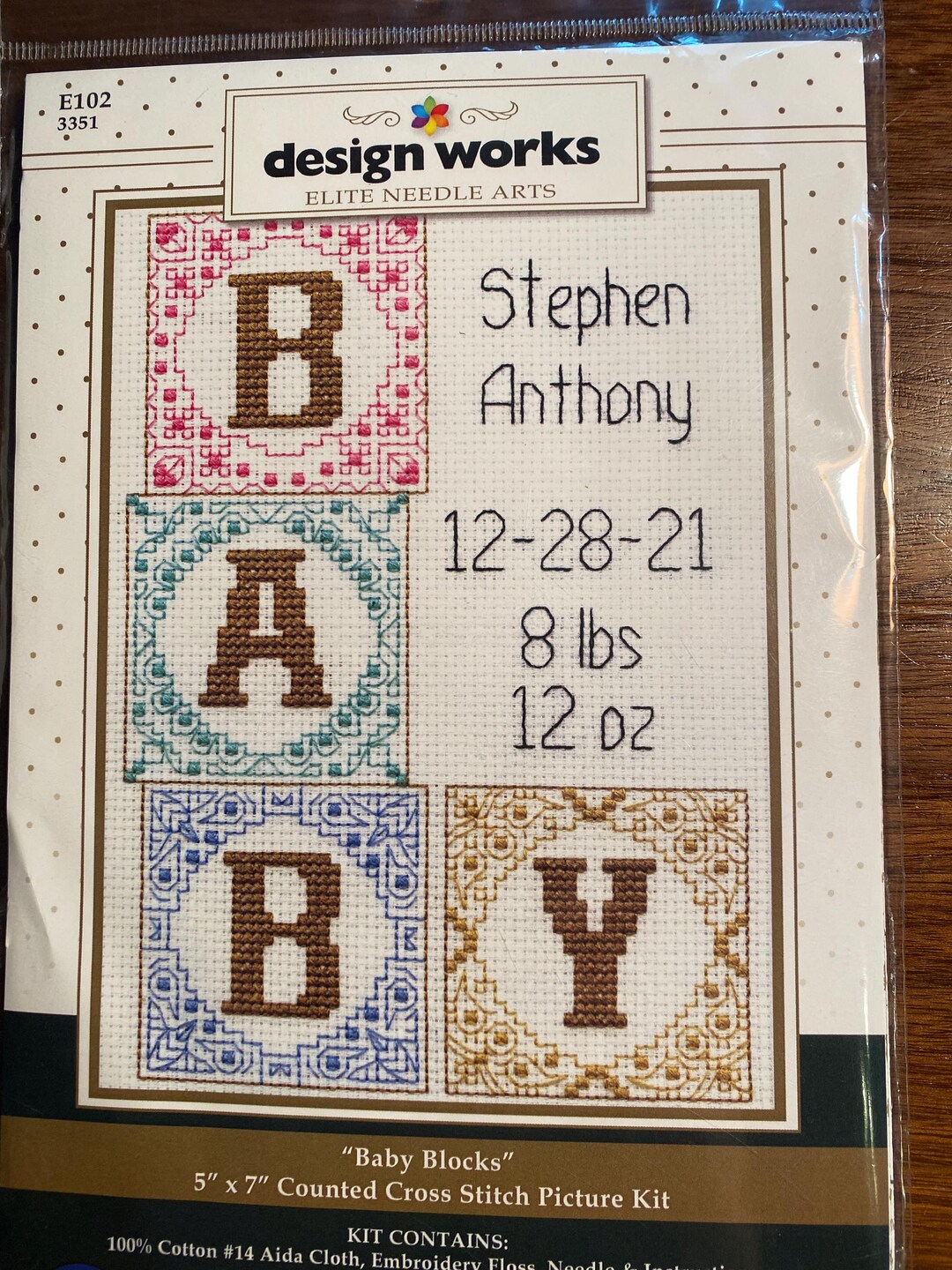 Baby Block - Baby Sampler Birth Announcement Cross Stitch Kit - Design ...