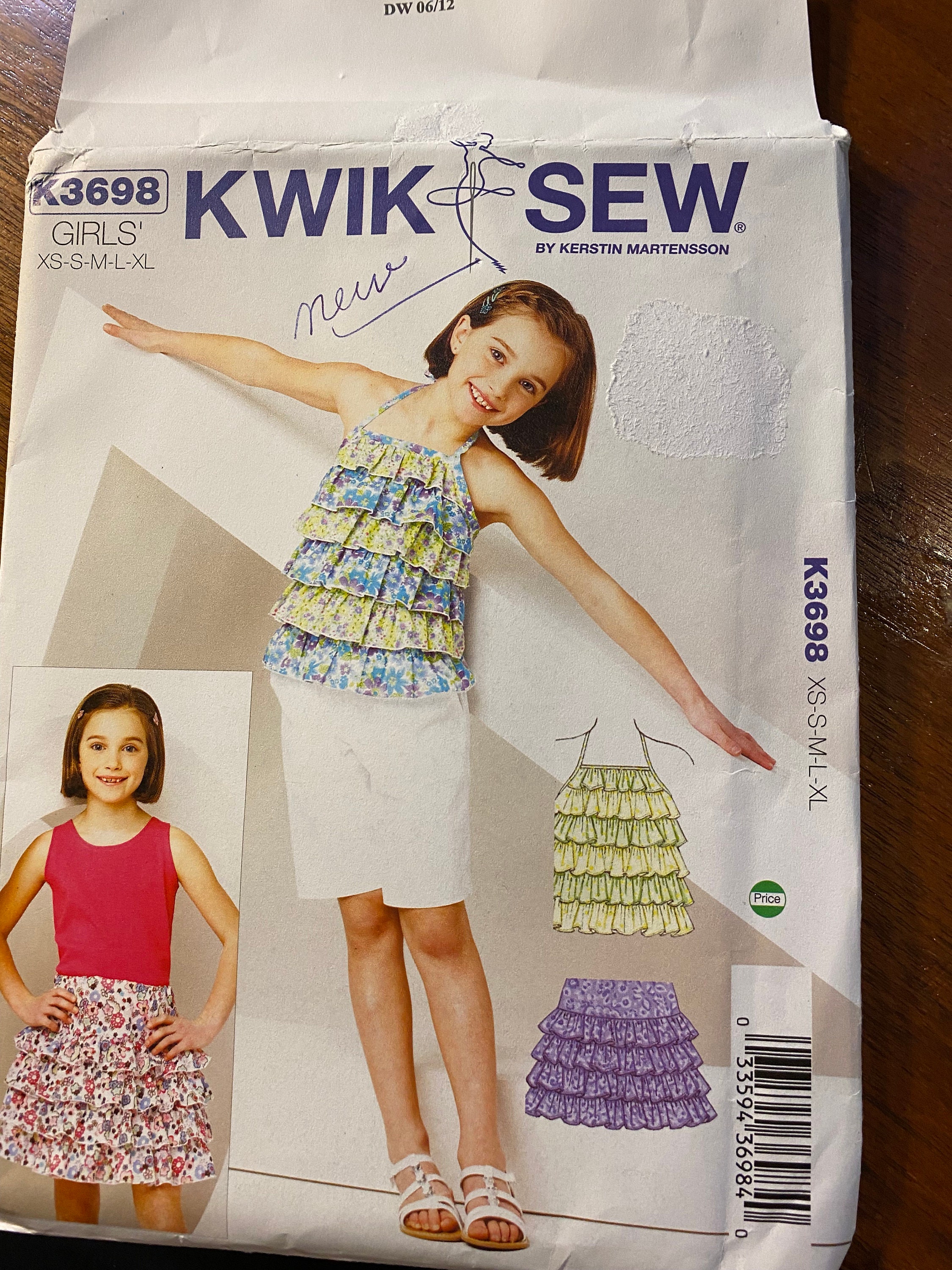 Girl's Fun Ruffle Skirt & Ruffle Top - Designer Kerstin Martensson - Kwik Sew K3698 Pattern (uncut)  size XS to SL - 2012