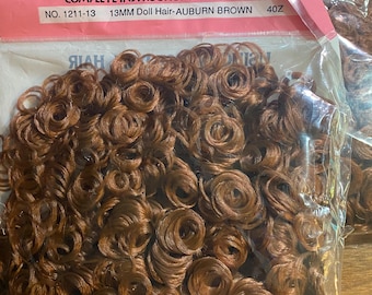 Puppen Haar / Bart / Mähnen / Schwänze Paket Lockiges Haar Auburn Brown ungeöffnet - Puppenzubehör - 120 ml