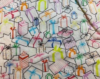 Baby Shower - Wrapped Presents - White Background Fabric - 35" x 44" - Great for Baby quilt Projects
