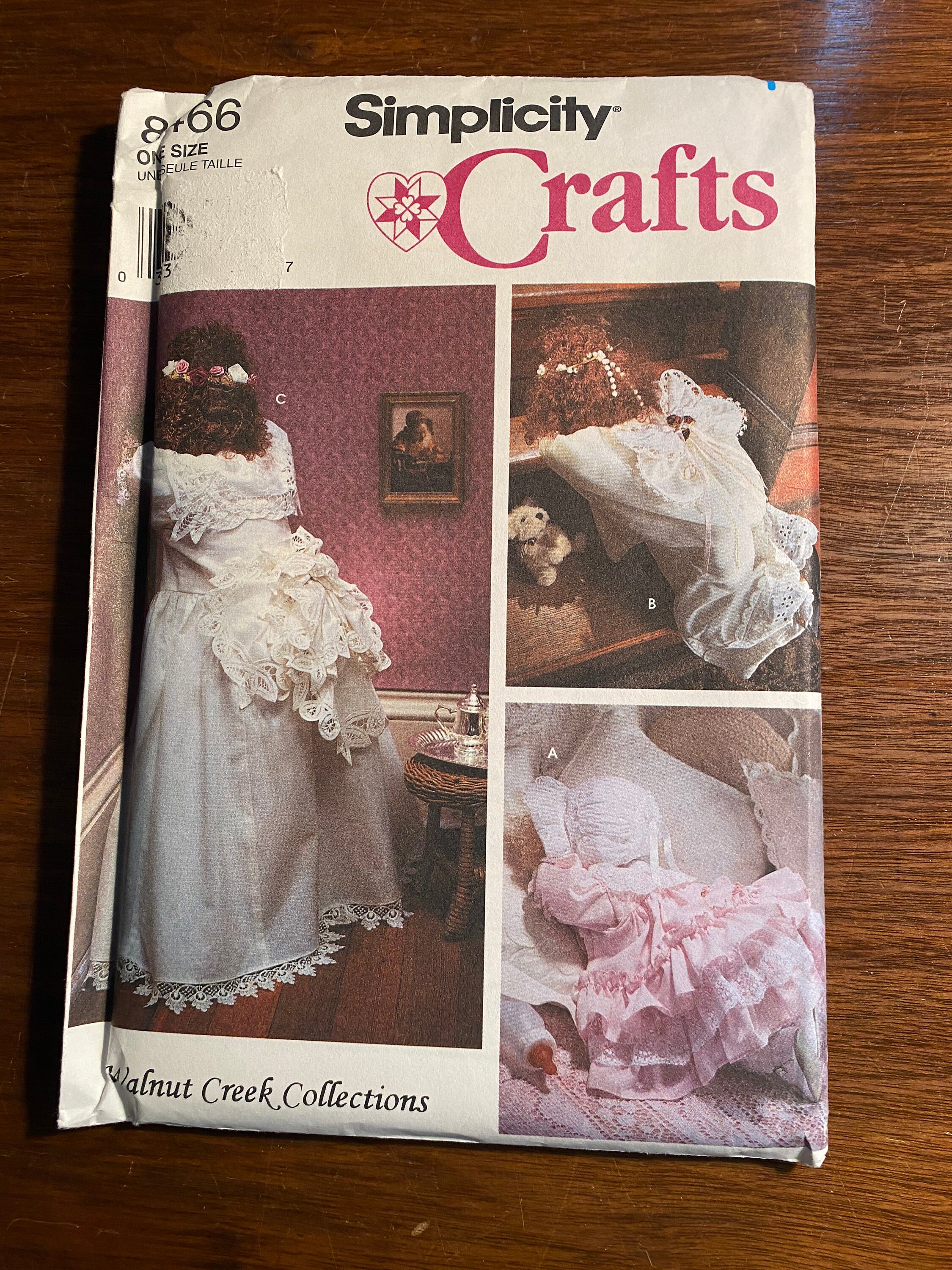 Cloth Stuffed Knelling  Rag Doll 18", 24"  & 29" and Clothes, Simplicity 8466 Pattern (uncut) - 1998 - Walnut Creek Collection