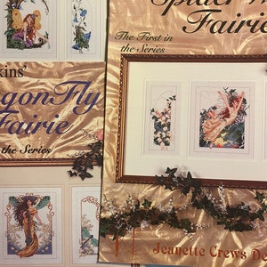 Choose A Fairy -  Spider Web, Dragon Fly or Dew Drop Fairie - Sam Hawkins - Embroidery Cross Stitch Chart -  1996 - Jeanette Crews