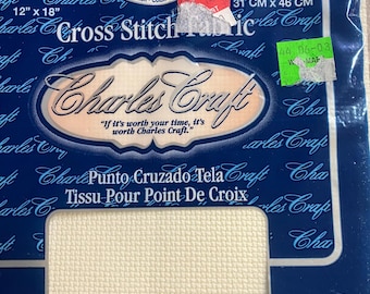Antique White Cross Stitch Fabric by Charles Craft, Aida 14 count 1 pc 12" x 18"