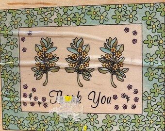 Inkadinkado Thank You Flower Rubber Stamp Block - paper crafting, print making, card making, great for kids
