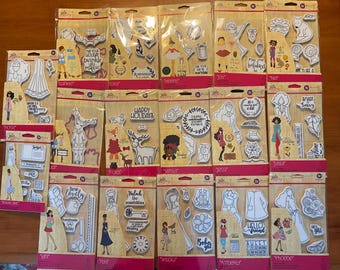 Kolekcja lalek / dziewcząt Julie Nutting Gumowy blok stempli - Wybierz Whimsical Design - papierowe rzemiosło, tworzenie nadruków, tworzenie kartek, świetne dla dzieci