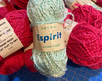 Espirit Kammzug Weiche Baumwolle - 98% Baumwolle - 2 Polymid Garn - Stricken Häkeln - Neu - Wählen Sie: Pink oder Mint Hergestellt in den USA - 50 g