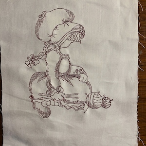 Embroidered  Brown / White Background Quilt Fabric Block 7&quot;  x 12&quot; - Machine Embroidered - Choose Design - Use in Your Quilts, Pillows etc