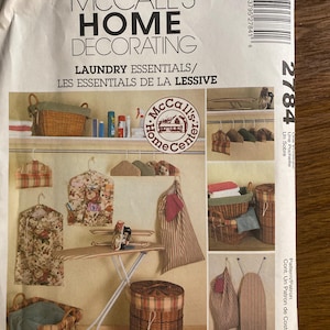 Laundry Room Essentials Home Decorating Pattern Iron Board Cover, Basket Liners, Organizer, Laundry Bag + McCall's 2784  (Uncut) - 2000