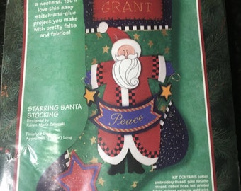 Kit per calza di Natale in feltro con Babbo Natale al tramonto - Calza di Natale - Nuovo kit per calza di Natale pronto da realizzare