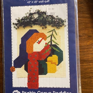 Happy SNOWMAN: Quilted Wallhanging  Pattern, Pieced - Prairie Grove Peddler #334 Snow People - Size 43&quot; x 48&quot; - 2002