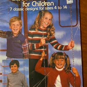 Children&#39;s (Boys and Girls) Sweaters & Vests Knit (1982)  - Leisure Arts - #234 - 7 Patterns Sizes 4 to 14 - Pullover / Button / Evie Rosen