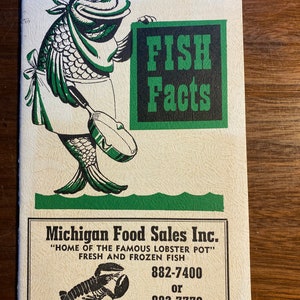 Fish Facts and Shellfish tips & recipes Cook Book - Cleaning Techniques and Recipes for fish, shrimp etc (Michigan Food Sales Detroit) 1967
