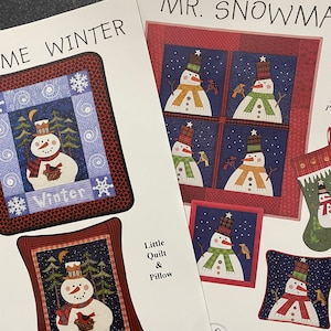 Mr Snowman or Welcome Winter Christmas Applique Pattern - Winter Folk - Country Appliqués (Uncut) - Quilt Decoration