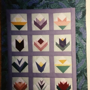 QuiLT Flowers Pattern pour la courtepointe, modèle 3 1/2" x 3 1/2" motif de courtepointe miniature (12 fleurs incluses) modèle de conception facile à coudre 1991