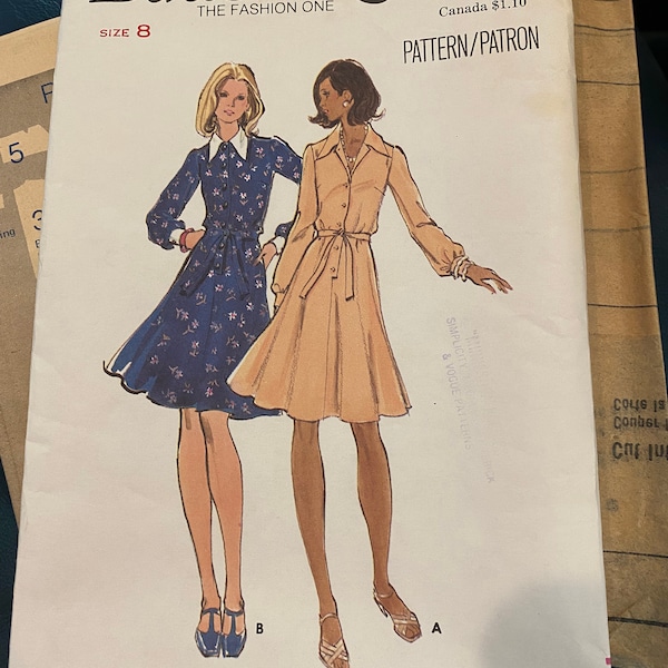 Misses Classic Shirtwaist Button Front  Dress with Flared Skirt -  Butterick 3264   Pattern - Adult Size 8