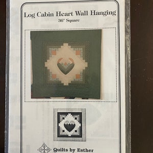 Log Cabin Heart Wall Hanging - Esther Hershberger - Pieced 36&quot;  Quilt Block Pattern - Wallhanging Instructions - 1996
