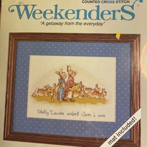 Flopsy Bunnies (Beatrix Potter) -  Counted cross Stitch Kit- Weekenders 03541 - new. - 5&quot; x 7&quot;