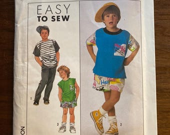 Child's / Summer Shorts,  Pants and Tops Simplicity 9182 Pattern. Size S M L -  Easy designs for summer fun -1989